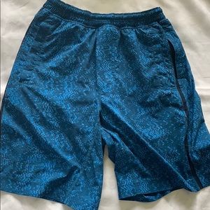 Blue Lululemon Pace breaker shorts with liner